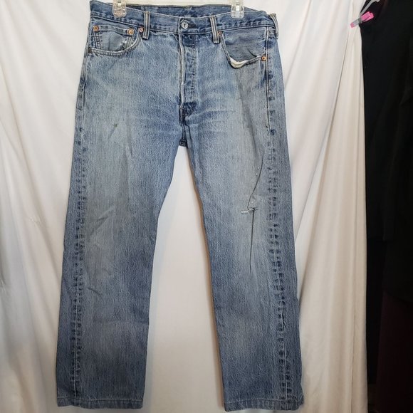 Levi 501 Button Fly Lot 3 Pairs Tag Size 34 X 29 Distressed Holes Tears - Picture 5 of 12